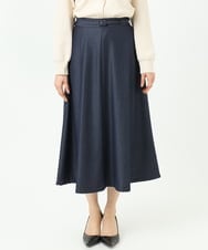 F1HGD36160 MK MICHEL KLEIN(小さいサイズ)(メゾン ドゥ サンク) 【小さいサイズ】[SANAGARAシリーズ]デニムライク フレアスカート/接触冷感/UVカット/洗濯機で洗える ネイビー