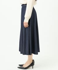 F1HGD36160 MK MICHEL KLEIN(小さいサイズ)(メゾン ドゥ サンク) 【小さいサイズ】[SANAGARAシリーズ]デニムライク フレアスカート/接触冷感/UVカット/洗濯機で洗える ネイビー