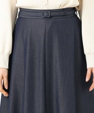 F1HGD36160 MK MICHEL KLEIN(小さいサイズ)(メゾン ドゥ サンク) 【小さいサイズ】[SANAGARAシリーズ]デニムライク フレアスカート/接触冷感/UVカット/洗濯機で洗える ネイビー