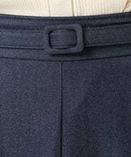 F1HGD36160 MK MICHEL KLEIN(小さいサイズ)(メゾン ドゥ サンク) 【小さいサイズ】[SANAGARAシリーズ]デニムライク フレアスカート/接触冷感/UVカット/洗濯機で洗える ネイビー