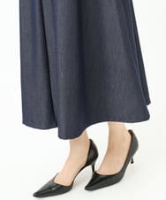 F1HGD36160 MK MICHEL KLEIN(小さいサイズ)(メゾン ドゥ サンク) 【小さいサイズ】[SANAGARAシリーズ]デニムライク フレアスカート/接触冷感/UVカット/洗濯機で洗える ネイビー