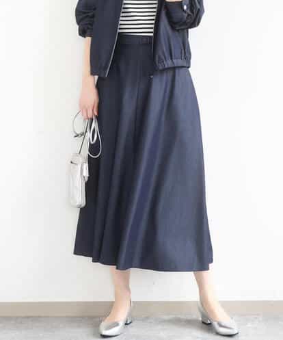 F1HGD36160 MK MICHEL KLEIN(小さいサイズ) 【小さいサイズ】[SANAGARAシリーズ]デニムライク フレアスカート/接触冷感/UVカット/洗濯機で洗える