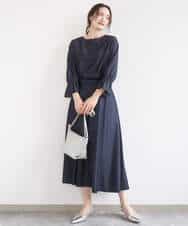 F1HGD36160 MK MICHEL KLEIN(小さいサイズ)(メゾン ドゥ サンク) 【小さいサイズ】[SANAGARAシリーズ]デニムライク フレアスカート/接触冷感/UVカット/洗濯機で洗える ネイビー