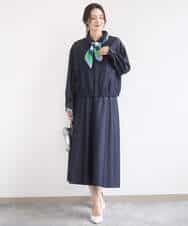 F1HGD36160 MK MICHEL KLEIN(小さいサイズ)(メゾン ドゥ サンク) 【小さいサイズ】[SANAGARAシリーズ]デニムライク フレアスカート/接触冷感/UVカット/洗濯機で洗える ネイビー