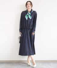 F1HGD36160 MK MICHEL KLEIN(小さいサイズ)(メゾン ドゥ サンク) 【小さいサイズ】[SANAGARAシリーズ]デニムライク フレアスカート/接触冷感/UVカット/洗濯機で洗える ネイビー