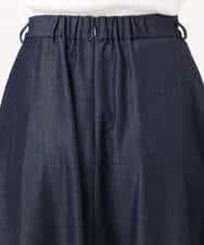 F1HGD36160 MK MICHEL KLEIN(小さいサイズ)(メゾン ドゥ サンク) 【小さいサイズ】[SANAGARAシリーズ]デニムライク フレアスカート/接触冷感/UVカット/洗濯機で洗える ネイビー