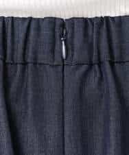 F1HGD36160 MK MICHEL KLEIN(小さいサイズ)(メゾン ドゥ サンク) 【小さいサイズ】[SANAGARAシリーズ]デニムライク フレアスカート/接触冷感/UVカット/洗濯機で洗える ネイビー