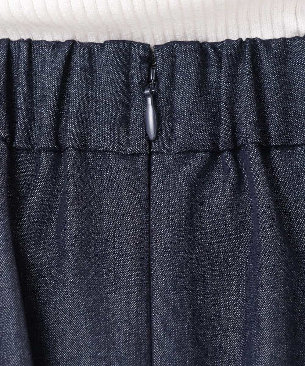 F1HGD36160 MK MICHEL KLEIN(小さいサイズ)(メゾン ドゥ サンク) 【小さいサイズ】[SANAGARAシリーズ]デニムライク フレアスカート/接触冷感/UVカット/洗濯機で洗える ネイビー