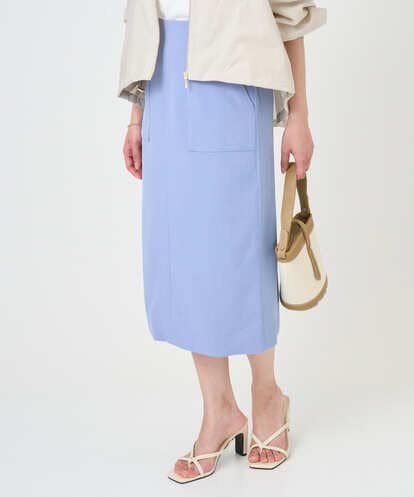 F1HGD40150 MK MICHEL KLEIN(小さいサイズ) 【小さいサイズ】ポケットデザインストレッチタイトスカート/洗濯機で洗える