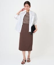 F1HGD40150 MK MICHEL KLEIN(小さいサイズ)(メゾン ドゥ サンク) 【小さいサイズ】ポケットデザインストレッチタイトスカート/洗濯機で洗える ライトブルー