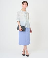 F1HGD40150 MK MICHEL KLEIN(小さいサイズ)(メゾン ドゥ サンク) 【小さいサイズ】ポケットデザインストレッチタイトスカート/洗濯機で洗える ライトブルー
