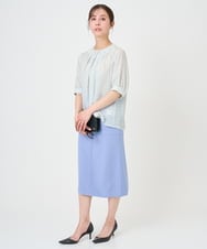 F1HGD40150 MK MICHEL KLEIN(小さいサイズ)(メゾン ドゥ サンク) 【小さいサイズ】ポケットデザインストレッチタイトスカート/洗濯機で洗える ライトブルー