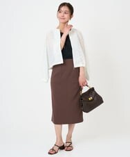 F1HGD40150 MK MICHEL KLEIN(小さいサイズ)(メゾン ドゥ サンク) 【小さいサイズ】ポケットデザインストレッチタイトスカート/洗濯機で洗える ライトブルー