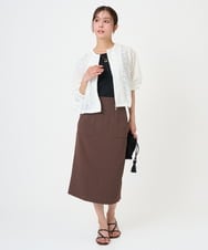 F1HGD40150 MK MICHEL KLEIN(小さいサイズ)(メゾン ドゥ サンク) 【小さいサイズ】ポケットデザインストレッチタイトスカート/洗濯機で洗える ライトブルー
