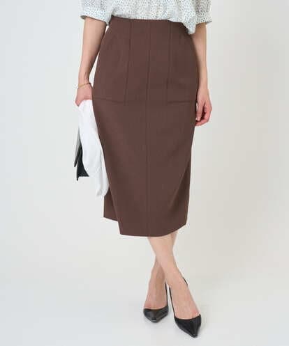 F1HGD40150 MK MICHEL KLEIN(小さいサイズ) 【小さいサイズ】ポケットデザインストレッチタイトスカート/洗濯機で洗える