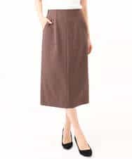 F1HGD40150 MK MICHEL KLEIN(小さいサイズ)(メゾン ドゥ サンク) 【小さいサイズ】ポケットデザインストレッチタイトスカート/洗濯機で洗える ブラウン