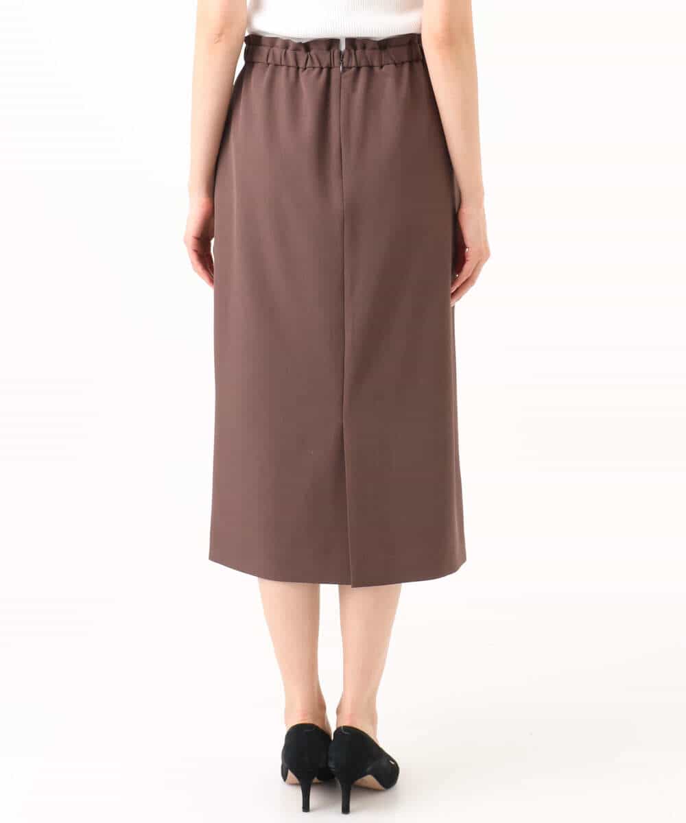 F1HGD40150 MK MICHEL KLEIN(小さいサイズ)(メゾン ドゥ サンク) 【小さいサイズ】ポケットデザインストレッチタイトスカート/洗濯機で洗える ブラウン