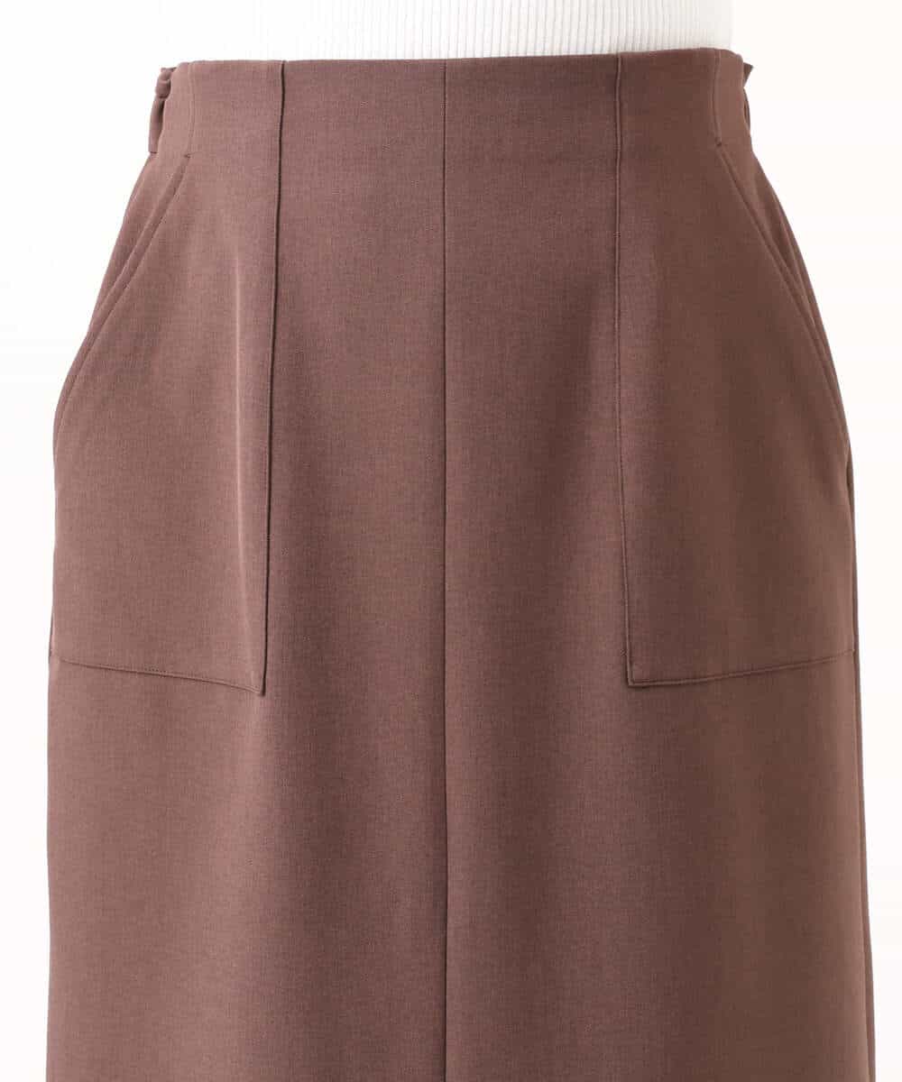 F1HGD40150 MK MICHEL KLEIN(小さいサイズ)(メゾン ドゥ サンク) 【小さいサイズ】ポケットデザインストレッチタイトスカート/洗濯機で洗える ブラウン