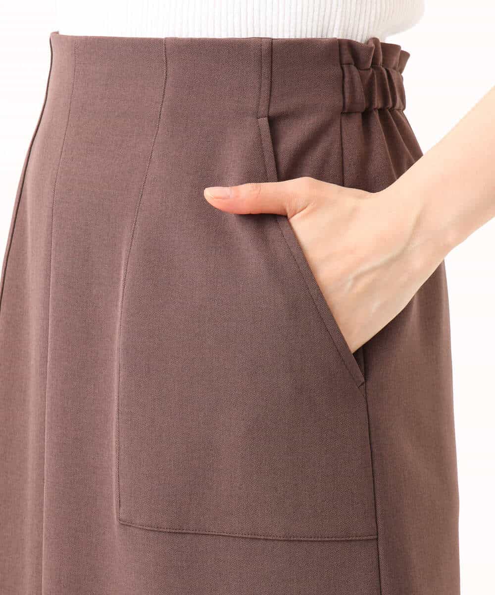 F1HGD40150 MK MICHEL KLEIN(小さいサイズ)(メゾン ドゥ サンク) 【小さいサイズ】ポケットデザインストレッチタイトスカート/洗濯機で洗える ブラウン