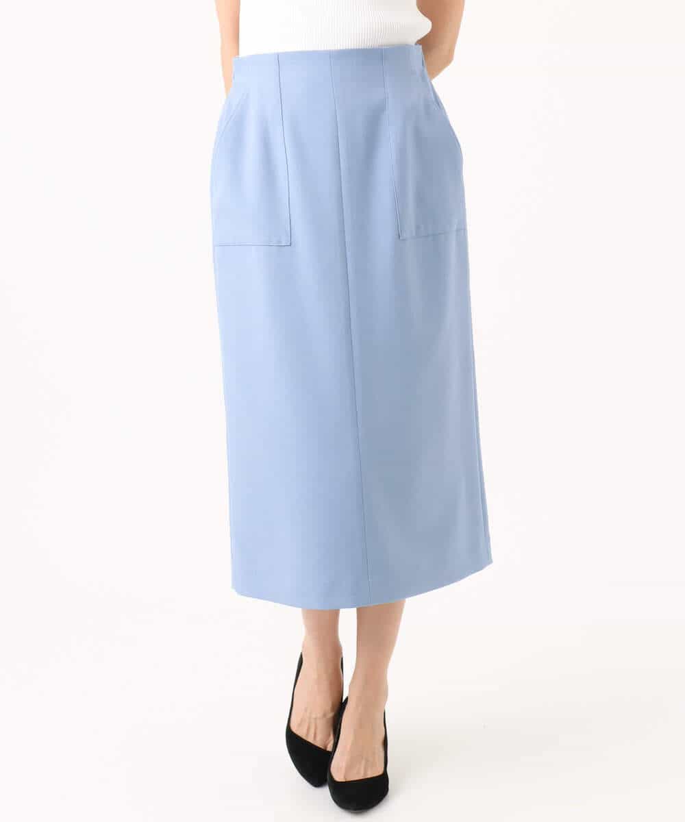 F1HGD40150 MK MICHEL KLEIN(小さいサイズ)(メゾン ドゥ サンク) 【小さいサイズ】ポケットデザインストレッチタイトスカート/洗濯機で洗える ブラウン