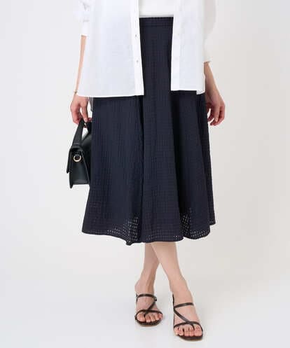 F1HGD45170 MK MICHEL KLEIN(小さいサイズ) 【小さいサイズ】[洗える]シアーチェック柄フレアスカート