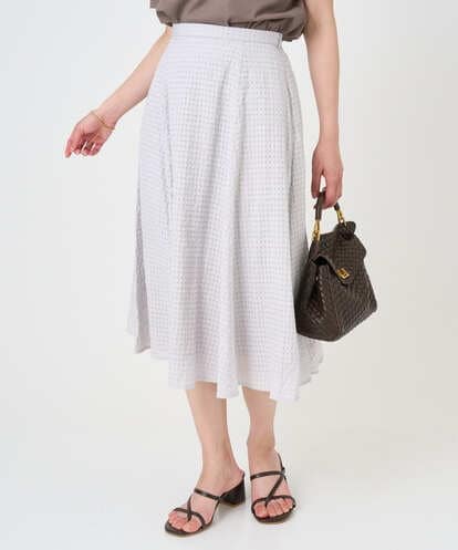 F1HGD45170 MK MICHEL KLEIN(小さいサイズ) 【小さいサイズ】[洗える]シアーチェック柄フレアスカート