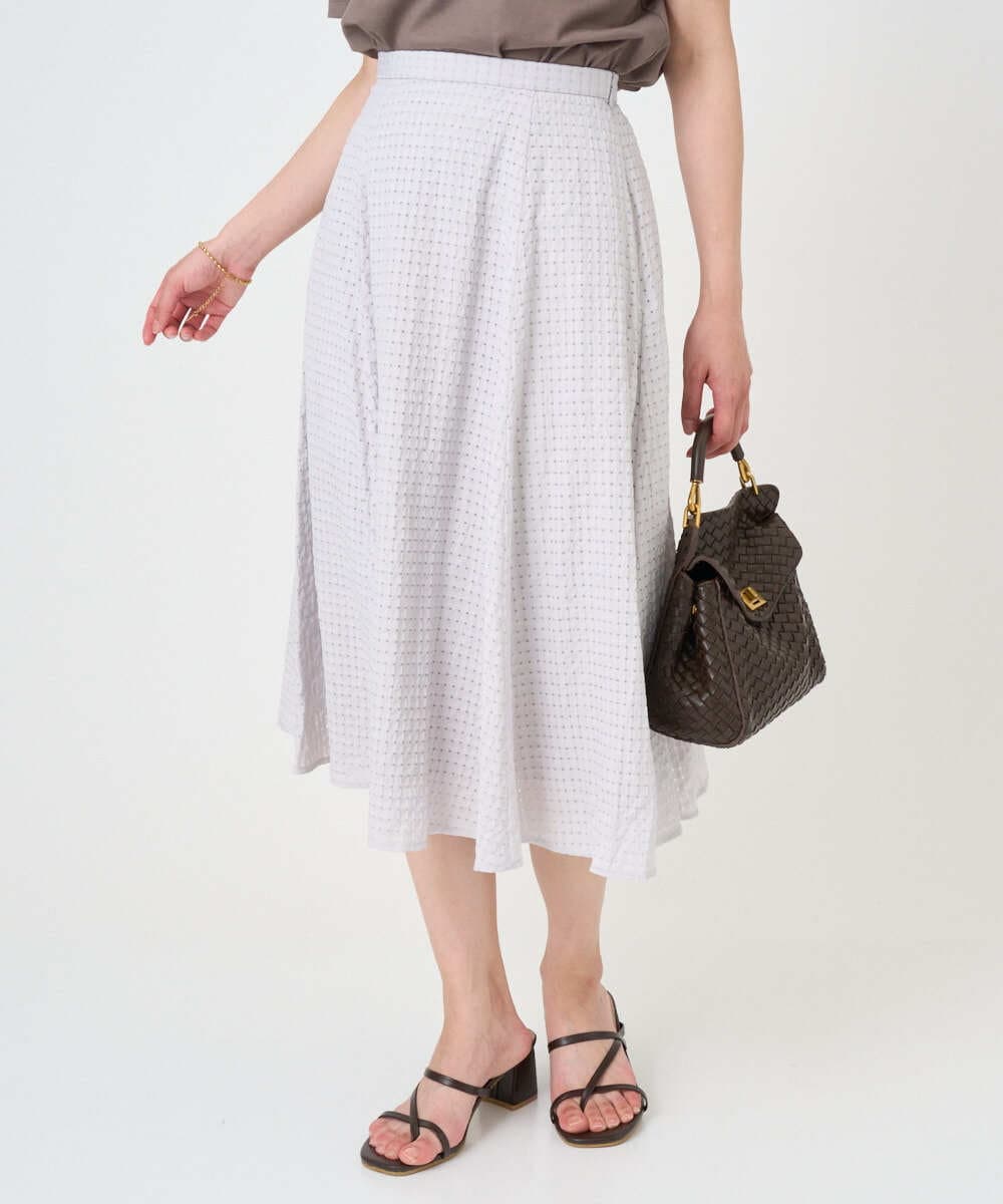 F1HGD45170 MK MICHEL KLEIN(小さいサイズ) 【小さいサイズ】[洗える]シアーチェック柄フレアスカート