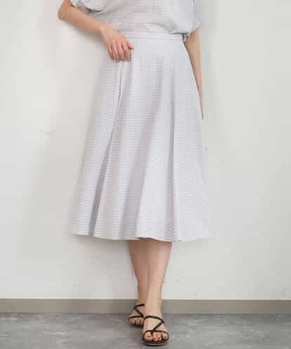 F1HGD45170 MK MICHEL KLEIN(小さいサイズ) 【小さいサイズ】[洗える]シアーチェック柄フレアスカート