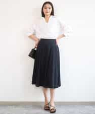 F1HGD45170 MK MICHEL KLEIN(小さいサイズ)(メゾン ドゥ サンク) 【小さいサイズ】[洗える]シアーチェック柄フレアスカート ライトグレー