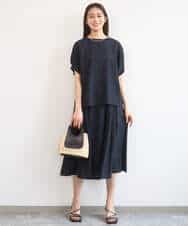 F1HGD45170 MK MICHEL KLEIN(小さいサイズ)(メゾン ドゥ サンク) 【小さいサイズ】[洗える]シアーチェック柄フレアスカート ライトグレー