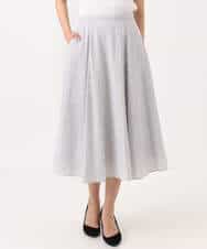 F1HGD45170 MK MICHEL KLEIN(小さいサイズ)(メゾン ドゥ サンク) 【小さいサイズ】[洗える]シアーチェック柄フレアスカート ライトグレー