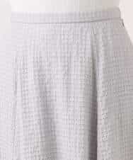 F1HGD45170 MK MICHEL KLEIN(小さいサイズ)(メゾン ドゥ サンク) 【小さいサイズ】[洗える]シアーチェック柄フレアスカート ライトグレー