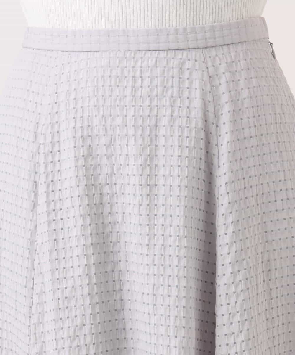 F1HGD45170 MK MICHEL KLEIN(小さいサイズ)(メゾン ドゥ サンク) 【小さいサイズ】[洗える]シアーチェック柄フレアスカート ライトグレー