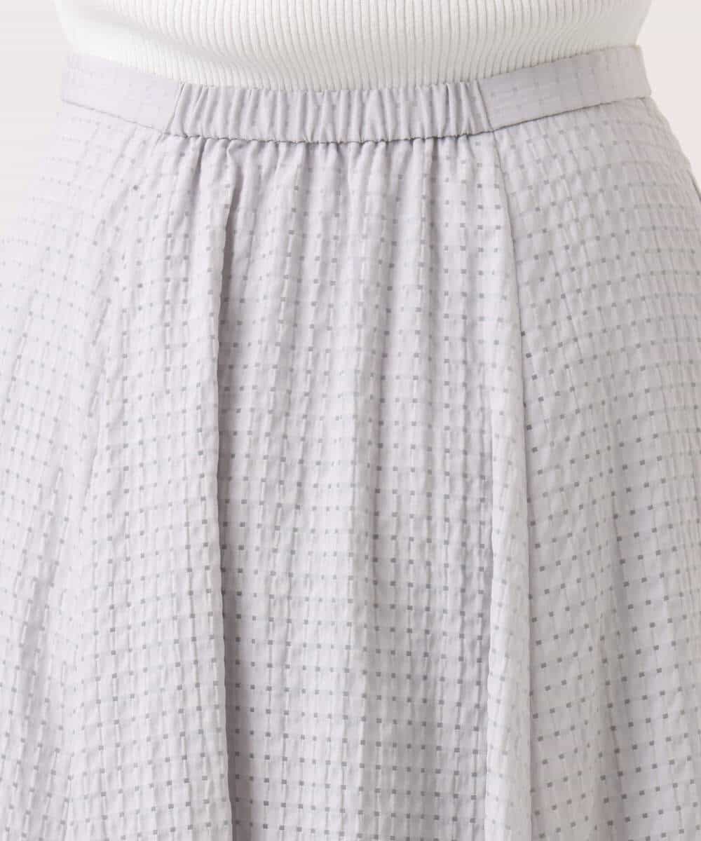 F1HGD45170 MK MICHEL KLEIN(小さいサイズ)(メゾン ドゥ サンク) 【小さいサイズ】[洗える]シアーチェック柄フレアスカート ライトグレー