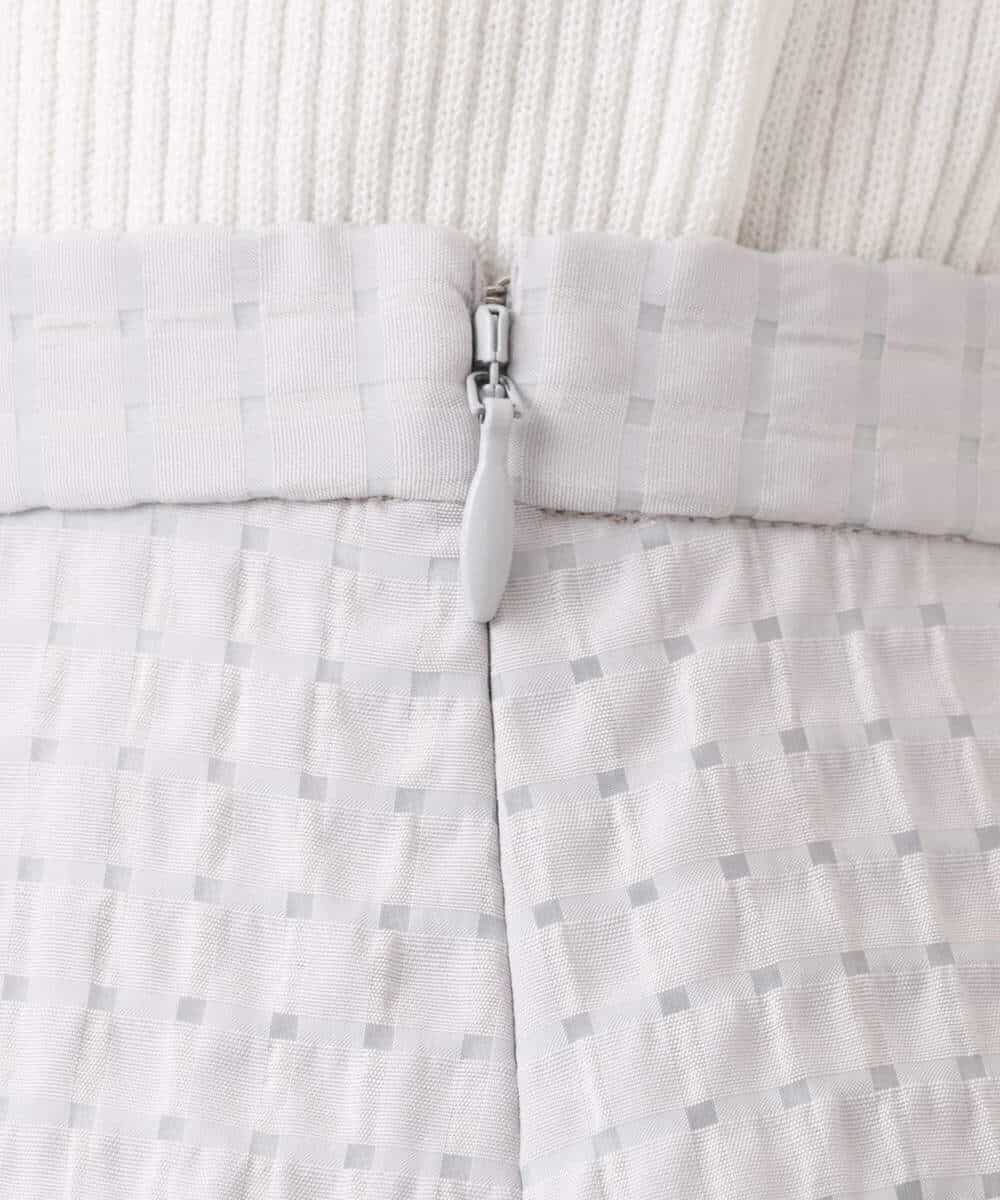 F1HGD45170 MK MICHEL KLEIN(小さいサイズ)(メゾン ドゥ サンク) 【小さいサイズ】[洗える]シアーチェック柄フレアスカート ライトグレー