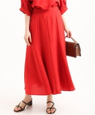 F1HGD55170 MK MICHEL KLEIN(小さいサイズ)(メゾン ドゥ サンク) 【小さいサイズ】[UVカット/洗える]リネン混フレアースカート レッド
