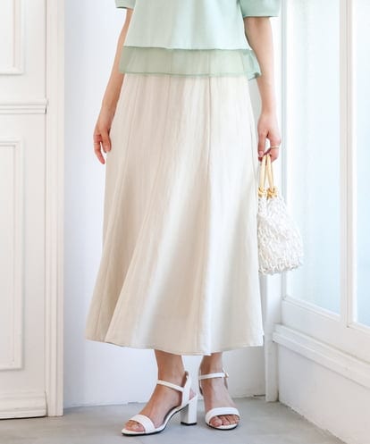 F1HGD55170 MK MICHEL KLEIN(小さいサイズ) 【小さいサイズ】[UVカット/洗える]リネン混フレアースカート