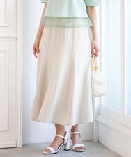 F1HGD55170 MK MICHEL KLEIN(小さいサイズ)(メゾン ドゥ サンク) 【小さいサイズ】[UVカット/洗える]リネン混フレアースカート ベージュ