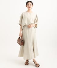 F1HGD55170 MK MICHEL KLEIN(小さいサイズ)(メゾン ドゥ サンク) 【小さいサイズ】[UVカット/洗える]リネン混フレアースカート ベージュ