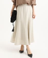 F1HGD55170 MK MICHEL KLEIN(小さいサイズ)(メゾン ドゥ サンク) 【小さいサイズ】[UVカット/洗える]リネン混フレアースカート ベージュ
