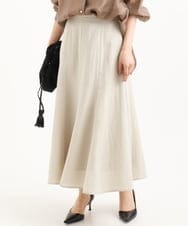 F1HGD55170 MK MICHEL KLEIN(小さいサイズ)(メゾン ドゥ サンク) 【小さいサイズ】[UVカット/洗える]リネン混フレアースカート ベージュ
