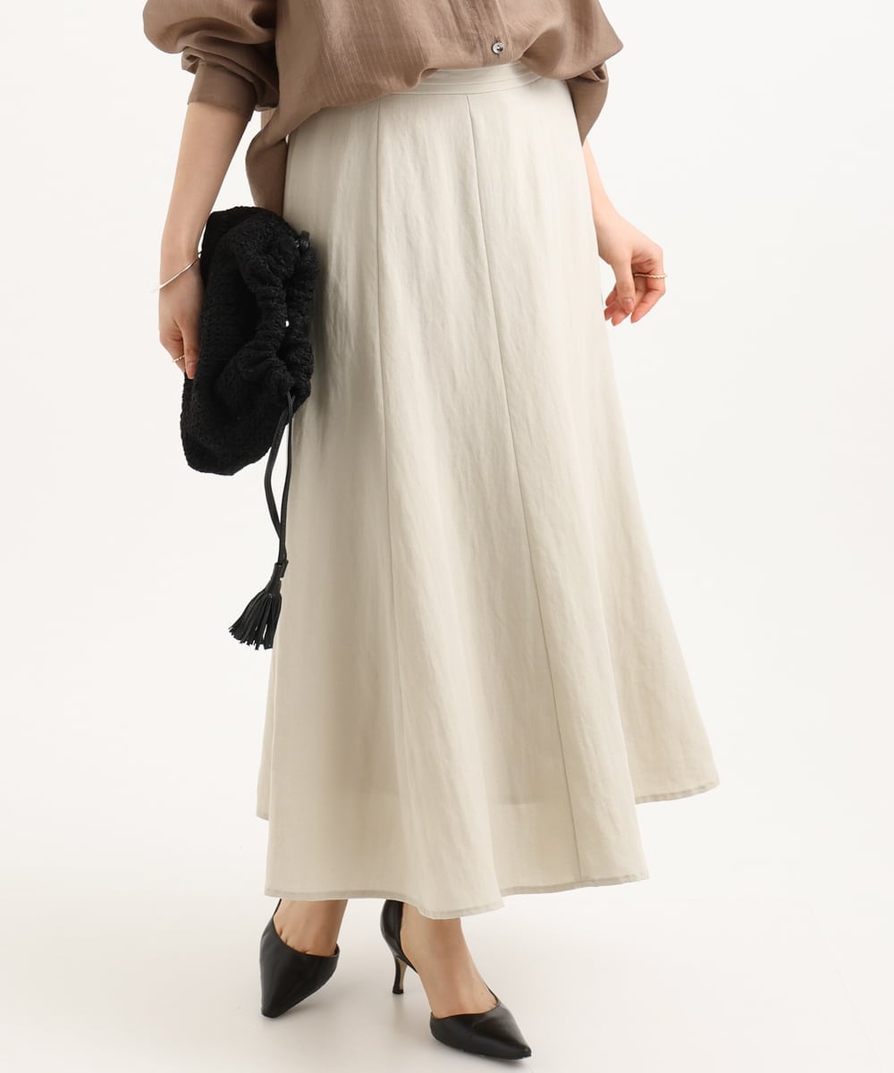 F1HGD55170 MK MICHEL KLEIN(小さいサイズ)(メゾン ドゥ サンク) 【小さいサイズ】[UVカット/洗える]リネン混フレアースカート ベージュ