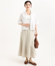 F1HGD55170 MK MICHEL KLEIN(小さいサイズ)(メゾン ドゥ サンク) 【小さいサイズ】[UVカット/洗える]リネン混フレアースカート ベージュ