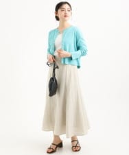 F1HGD55170 MK MICHEL KLEIN(小さいサイズ)(メゾン ドゥ サンク) 【小さいサイズ】[UVカット/洗える]リネン混フレアースカート ベージュ