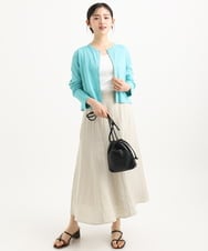 F1HGD55170 MK MICHEL KLEIN(小さいサイズ)(メゾン ドゥ サンク) 【小さいサイズ】[UVカット/洗える]リネン混フレアースカート ベージュ