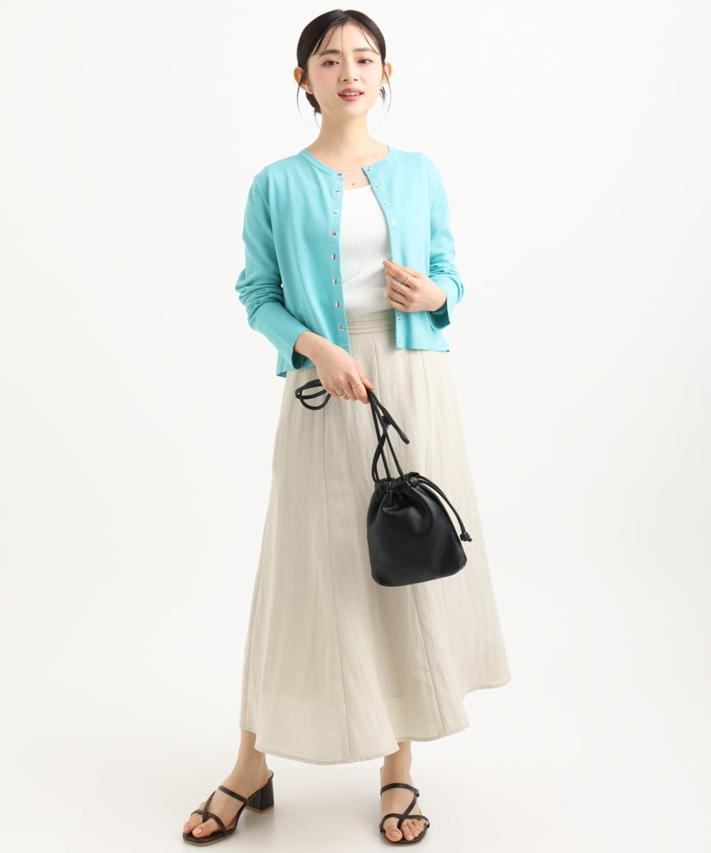 F1HGD55170 MK MICHEL KLEIN(小さいサイズ)(メゾン ドゥ サンク) 【小さいサイズ】[UVカット/洗える]リネン混フレアースカート ベージュ
