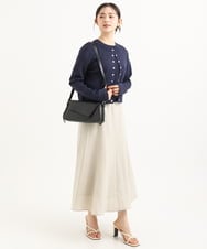 F1HGD55170 MK MICHEL KLEIN(小さいサイズ)(メゾン ドゥ サンク) 【小さいサイズ】[UVカット/洗える]リネン混フレアースカート ベージュ
