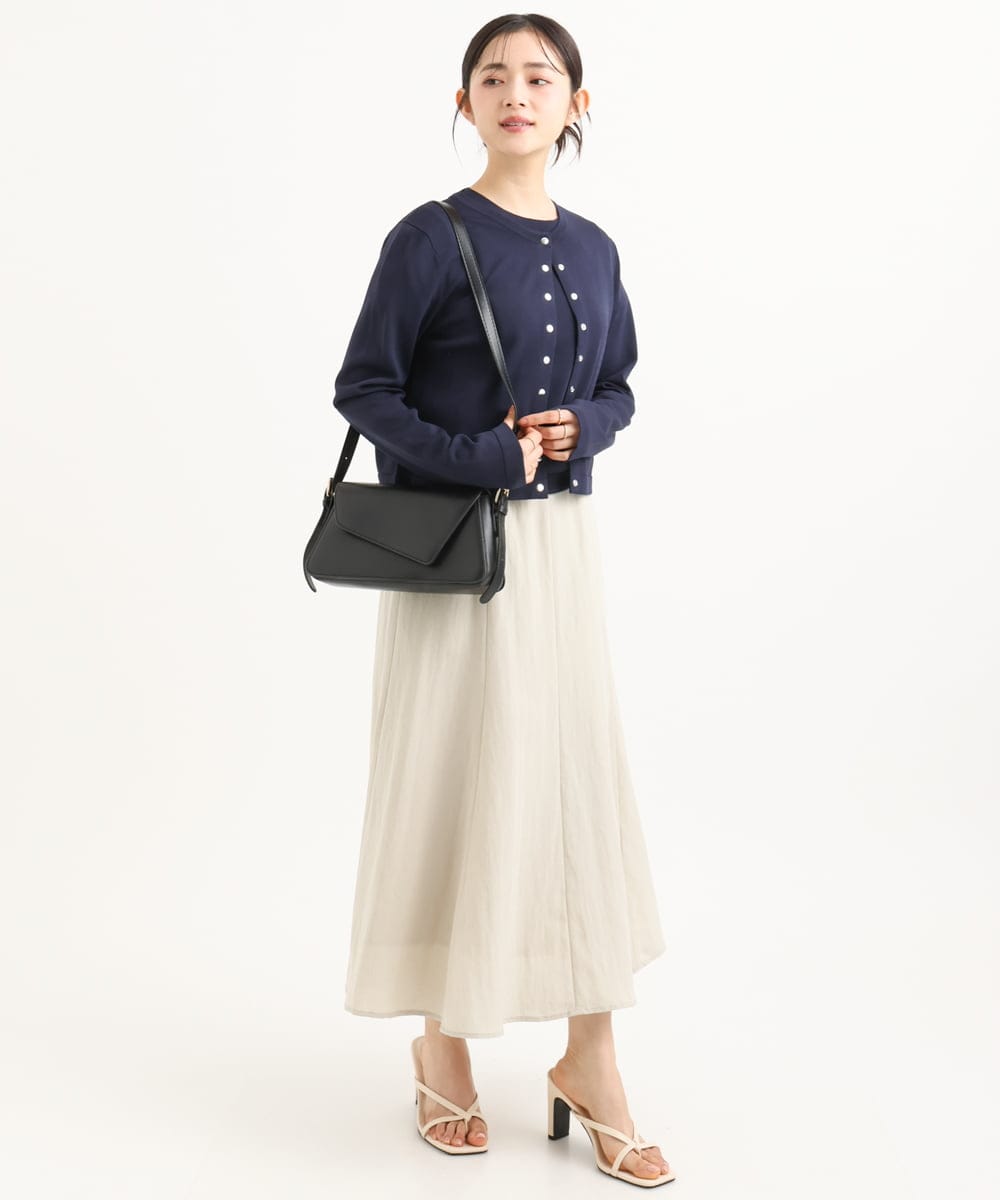 F1HGD55170 MK MICHEL KLEIN(小さいサイズ)(メゾン ドゥ サンク) 【小さいサイズ】[UVカット/洗える]リネン混フレアースカート ベージュ