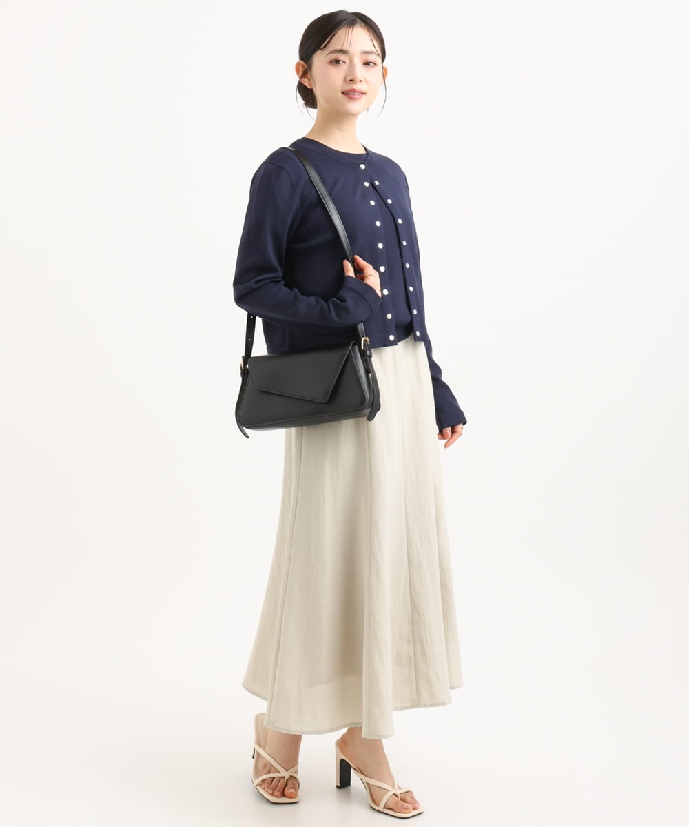 F1HGD55170 MK MICHEL KLEIN(小さいサイズ)(メゾン ドゥ サンク) 【小さいサイズ】[UVカット/洗える]リネン混フレアースカート ベージュ