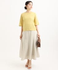 F1HGD55170 MK MICHEL KLEIN(小さいサイズ)(メゾン ドゥ サンク) 【小さいサイズ】[UVカット/洗える]リネン混フレアースカート ベージュ